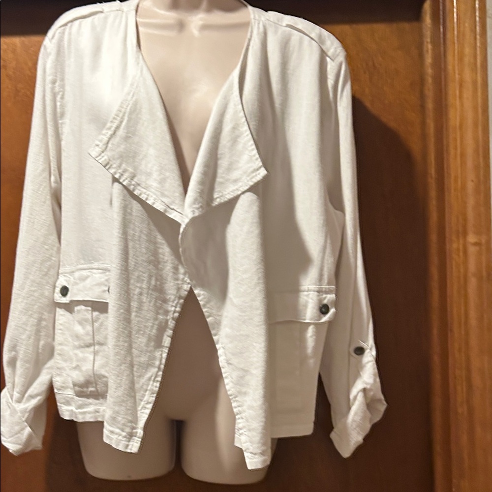 NIC+ZOE Classic White Linen Top XXL